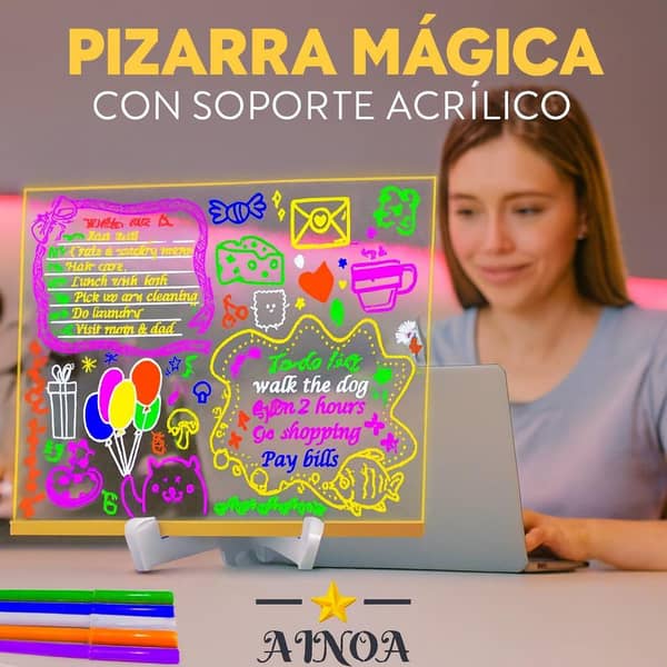 Pizarra Magica Acrilico con Luz Led